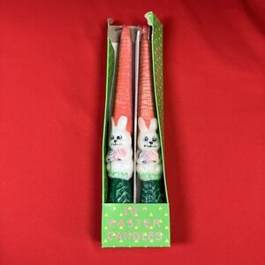 Vintage‎ 10" Easter Bunnies Carrot Candlesticks / Holiday Easter Decor / Rabbit